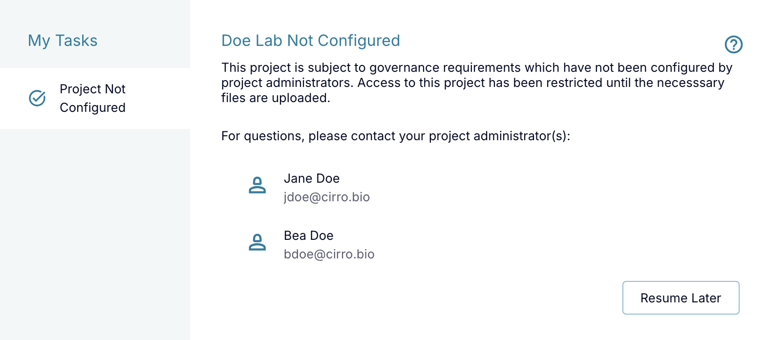 no access governance pop up