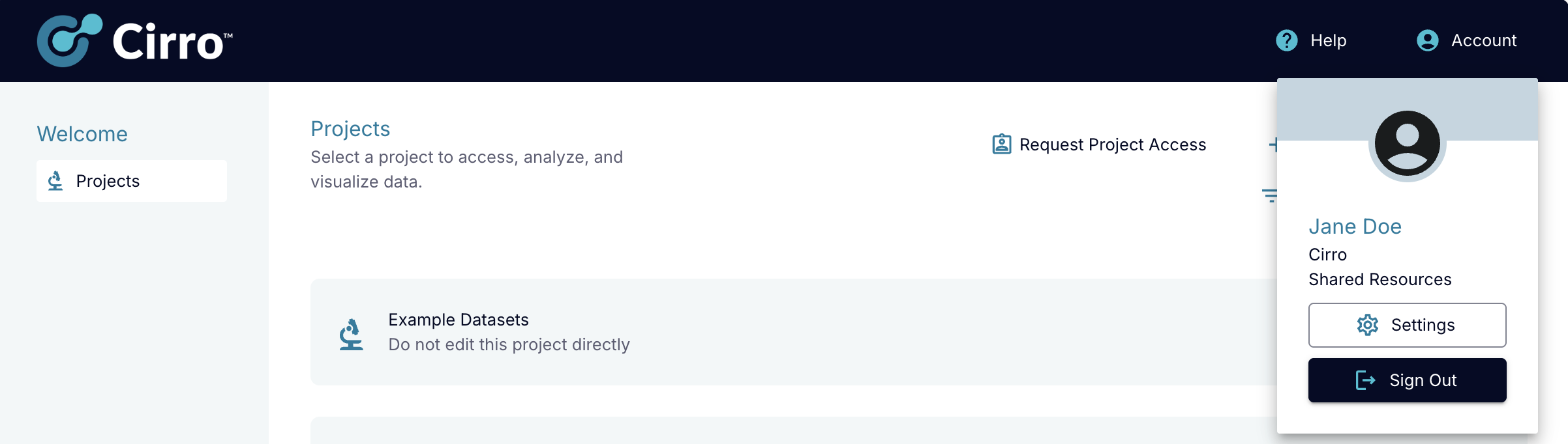 user settings button